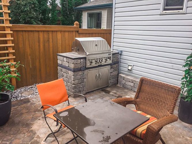 Custom BBQ Pit and Patio Designed by Lucid Landscapes in Edmonton